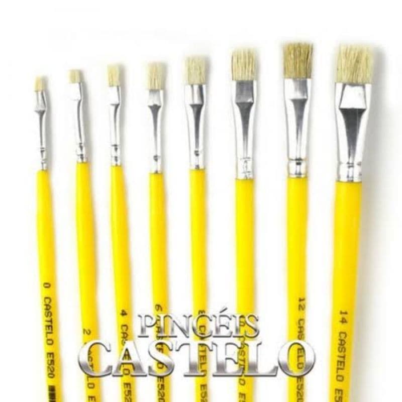 KIT COM 3 Pinceis para Pintura Escolar Chato