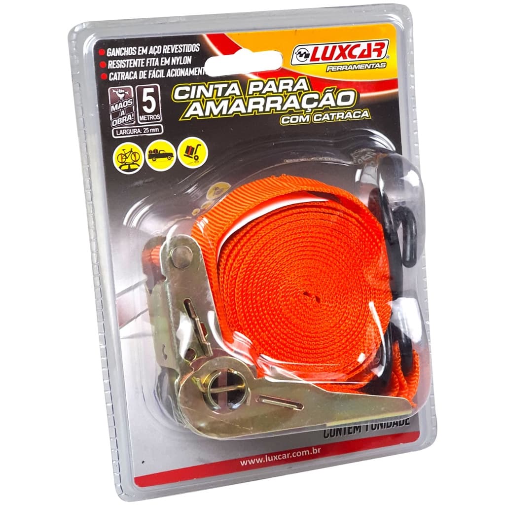 Cinta Para Amarração Com Catraca Luxcar 5 Metros