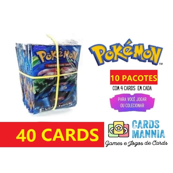 Kit 40 Cards Pokemon 10 Pacotes Barato Pikachu Duelo Pokemon Go