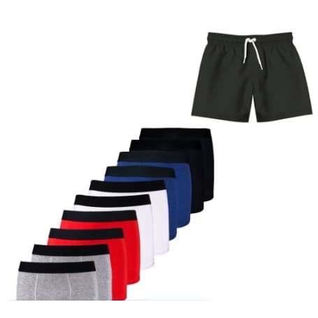Kit 10 Cuecas Boxer Cotton Algodão + 1 Short Tactel