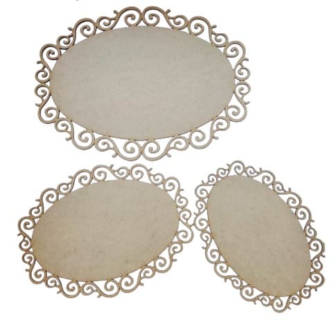 Trio Placa Oval Porta Maternidade Ou Parede Em Mdf Arabesco