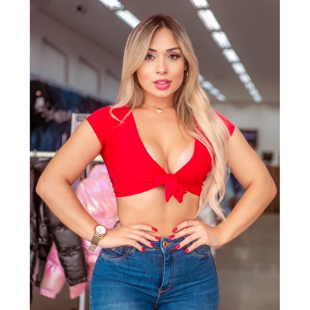 cropped amarração poliamida varias cores com bojo croped com bojo