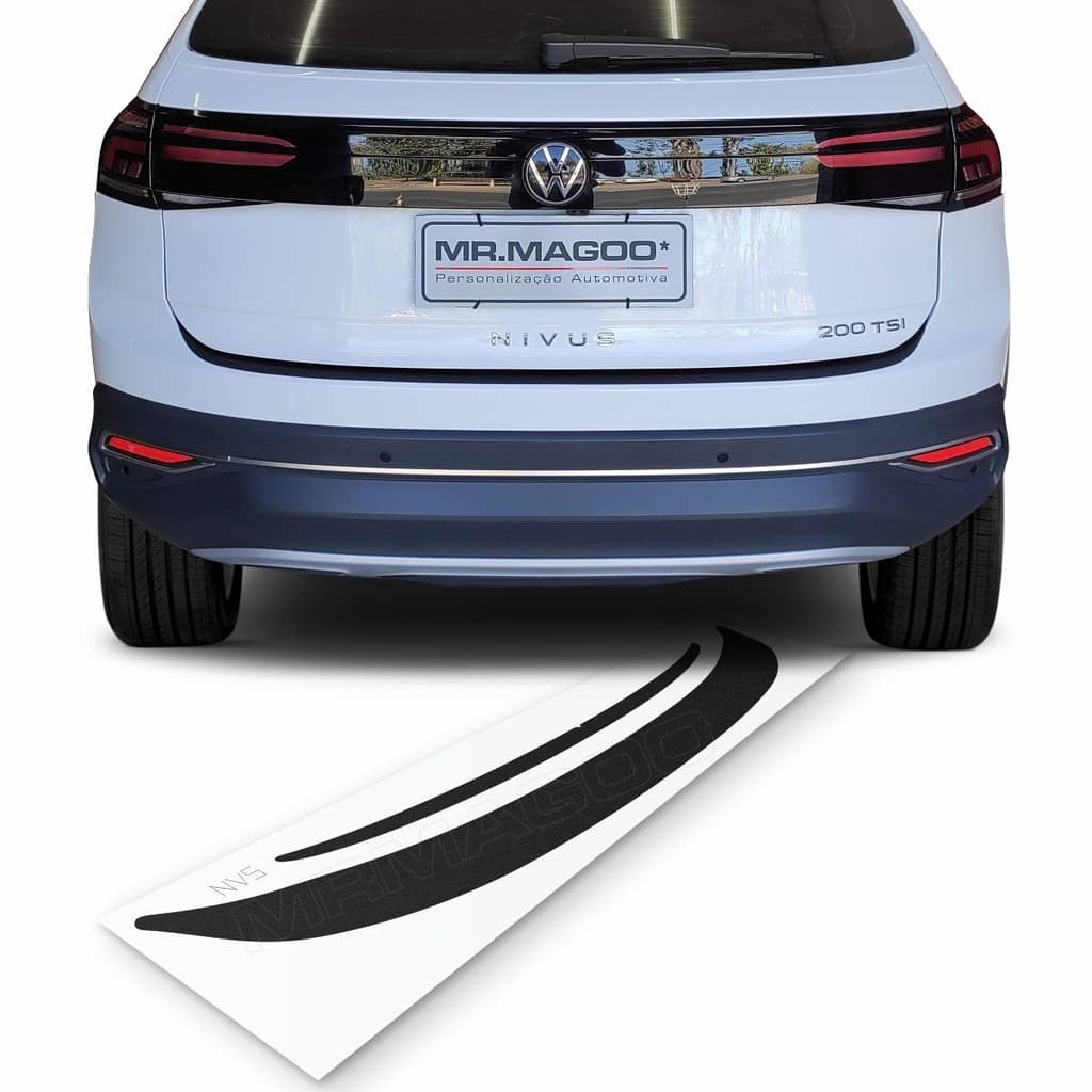 Soleira da Mala VW NIVUS 2021 2022 2023 2024 2025 Adesivo Preto Fosco Acessórios para Carro