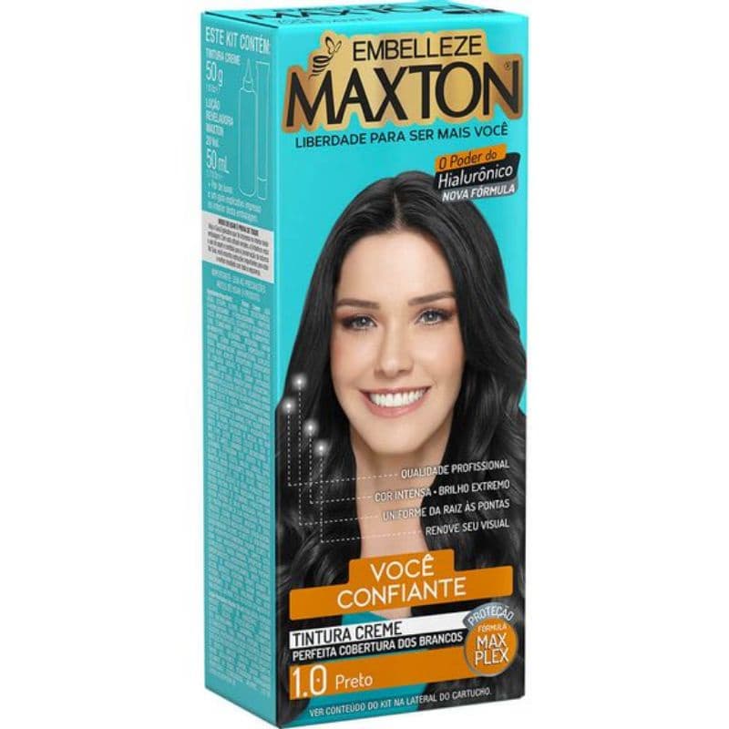 Kit 2 Tintura em Creme Maxton - 1.0 Preto Pigmentação