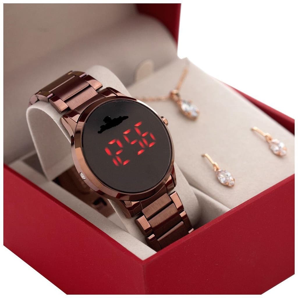 Relógio Feminino Touch Pulseira Dourado Lindo 897
