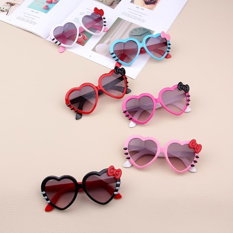 Crianças óculos de sol amor coração meninos meninas arco nó óculos gatinho bonito eyewear uv 400