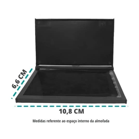 Almofada Para Carimbo N3 Preto com Tinta Aplicada 10,8 x 6,6