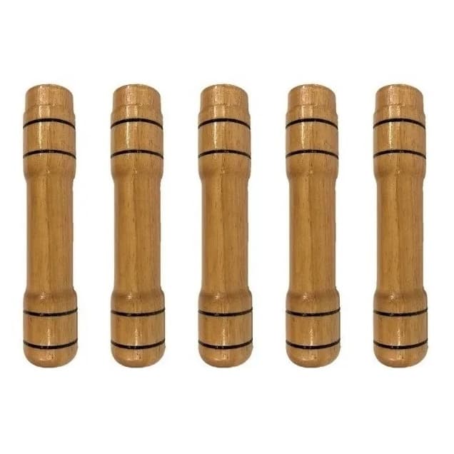 Kit 5 Cabos De Madeira Alta Qualidade Espeto Churrasco Carnes 17Cm Vernizada