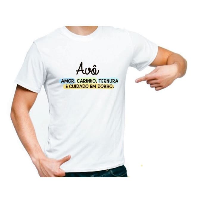 Camisa Personalizada Masculina Avô - Amor, Carinho, Ternura e Cuidado em Dobro