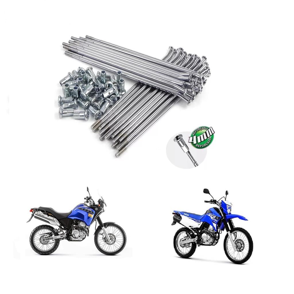 Jogo De Raio Dianteiro / Traseiro Yamaha Xtz 250 Lander / Xtz 250 Teneré Cromado 4mm