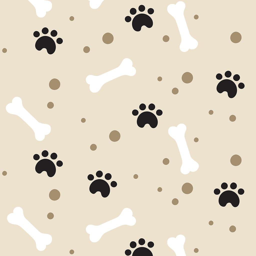 Papel de Parede Adesivo Patas de Cachorro e Ossinhos em Tons Bege e Preto  Pet Shop SSAN-029