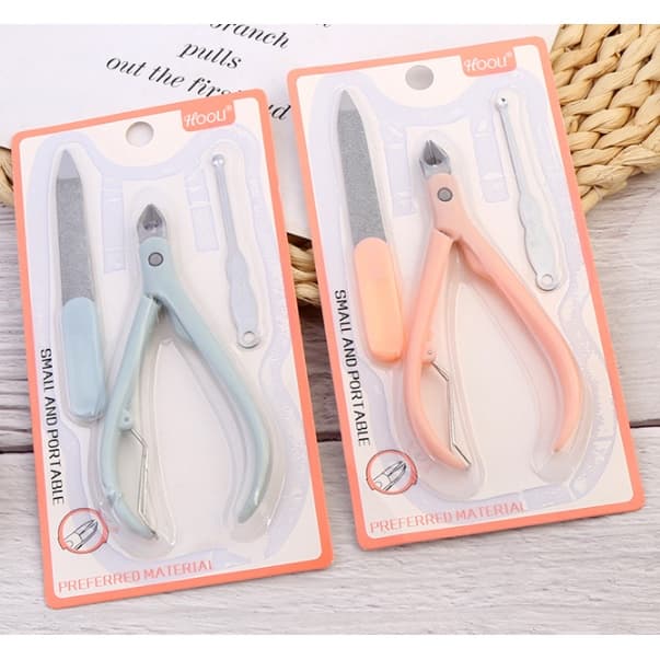 (Kit C 3 Peças) Kit Manicure - Alicate De Cutícula  Lixa  E Empurrador de Cutícula