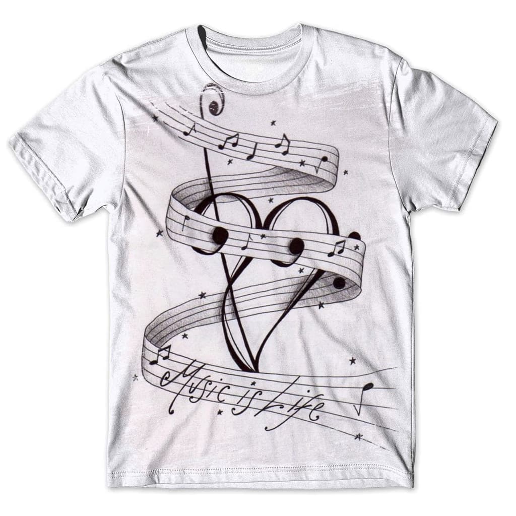 Camisa Camiseta Masculina Feminina Infantil instrumento Clave de sol e notas musicais REF 01