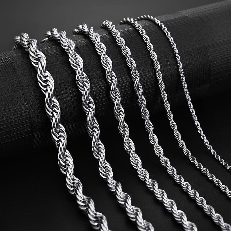 Jiayiqi Colar Corrente em Aço Inoxidável 3mm-7mm à Prova d'Água Cor Ouro e Prata para Homens e Mulheres