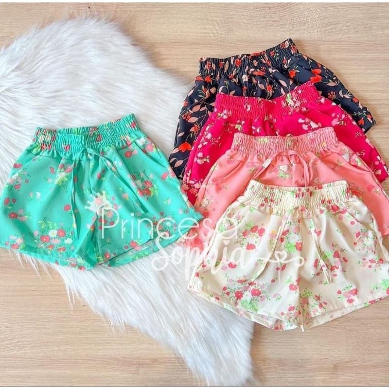Short Infantil Feminino Modinha Verão Estampado Florzinha