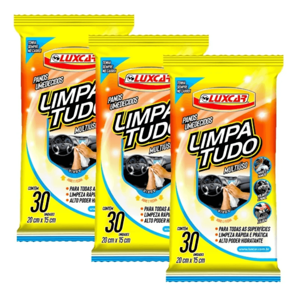 90 Panos Umedecidos Limpa Tudo Multiuso Luxcar