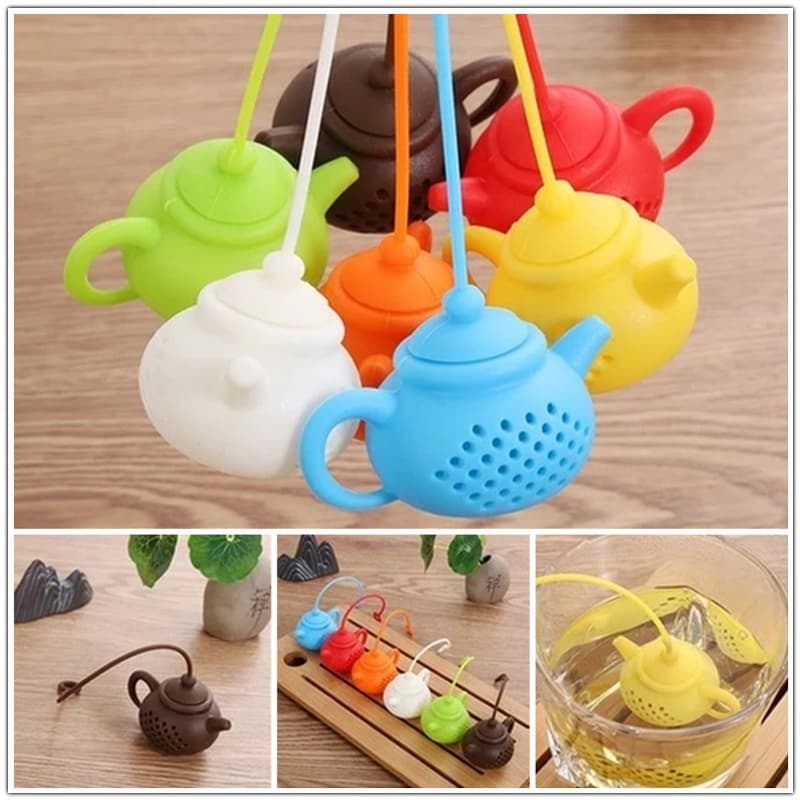 1Pcs Criativo Filtro Infusor De Chá Em Forma De Bule De Silicone Folha Difusor Acessório Cozinha Gadget