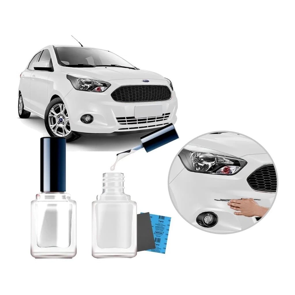 Tinta Tira Risco Automotivo Cor Carro Ford Ka 2015 2016 2017 2018 2019 2020 Branco Artico - Cor Original