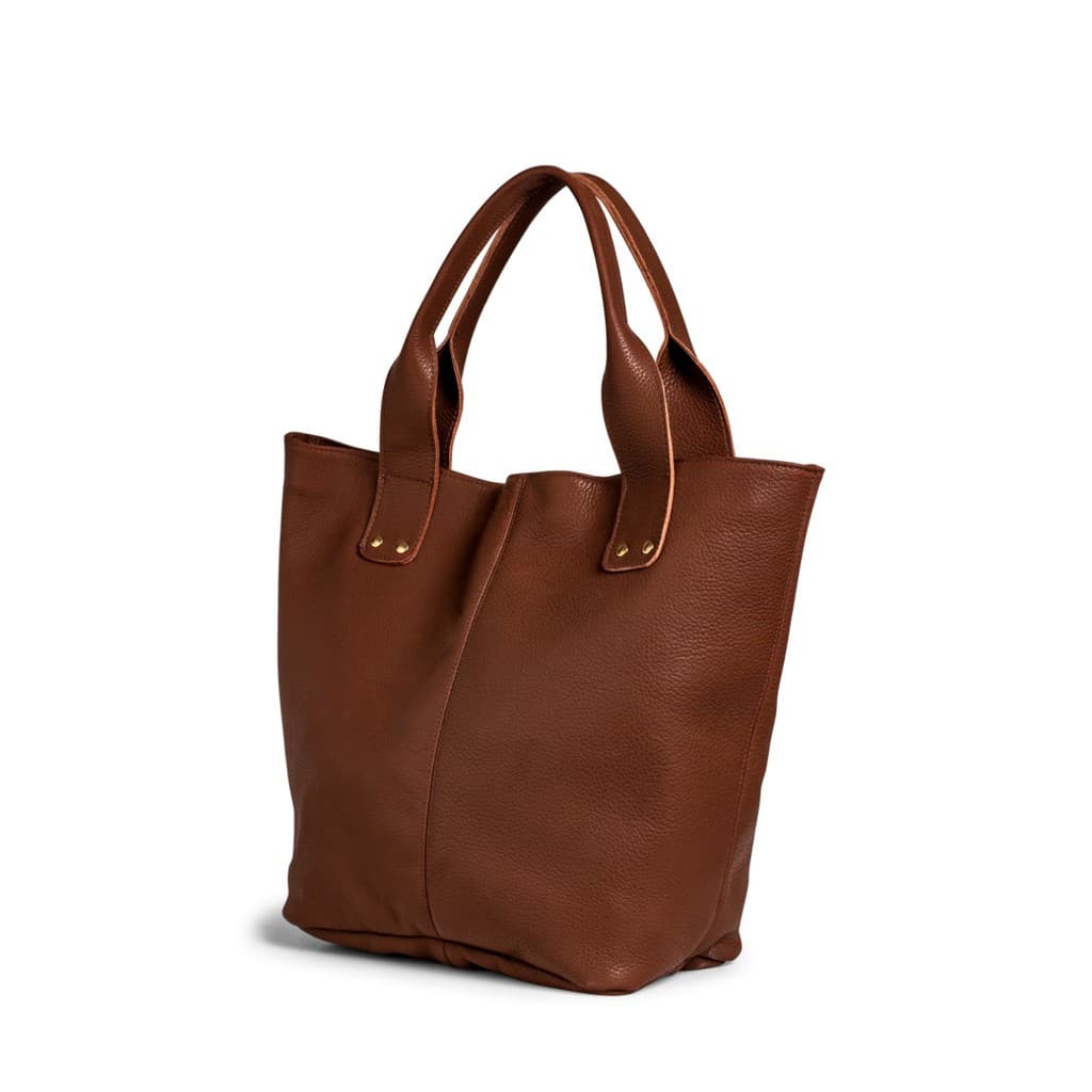 Bolsa Sacola Chocolate de Couro Cla-Cle