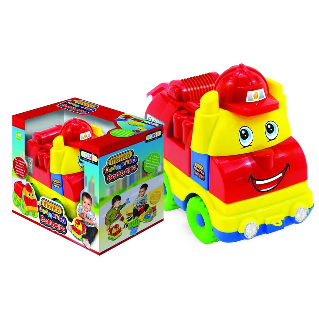 Brinquedo Carrinho Monta e Desmonta Encaixe de Bombeiro ou Basculante de Areia Big Star