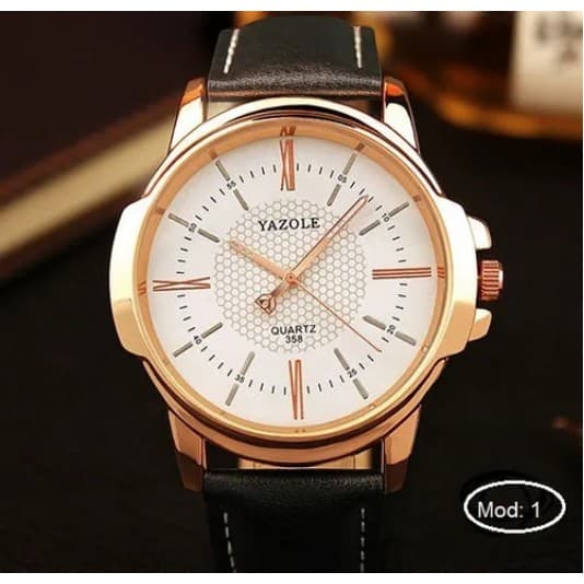 Relógio masculino  Yazole quartzo pulseira de couro