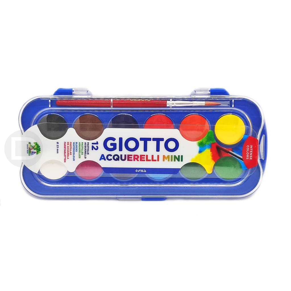 Aquarela Pastilha 12 Cores Giotto - Estojo + 1 Pincel