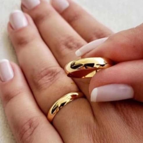 aliança feminino masculino anel Banhado moeda antiga 4mm dourado casamento noivado