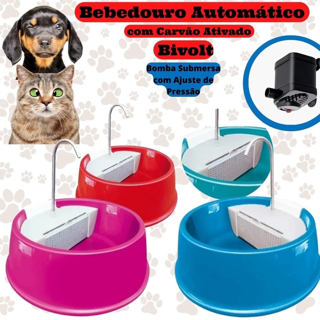 Fonte Bebedouro para Gatos Cães Automático Carvão Ativado Joy Furacão Pet Bivolt -  Bebedor Automático para Animais Domesticos Cachorro Gatos 110 e 220 Volts
