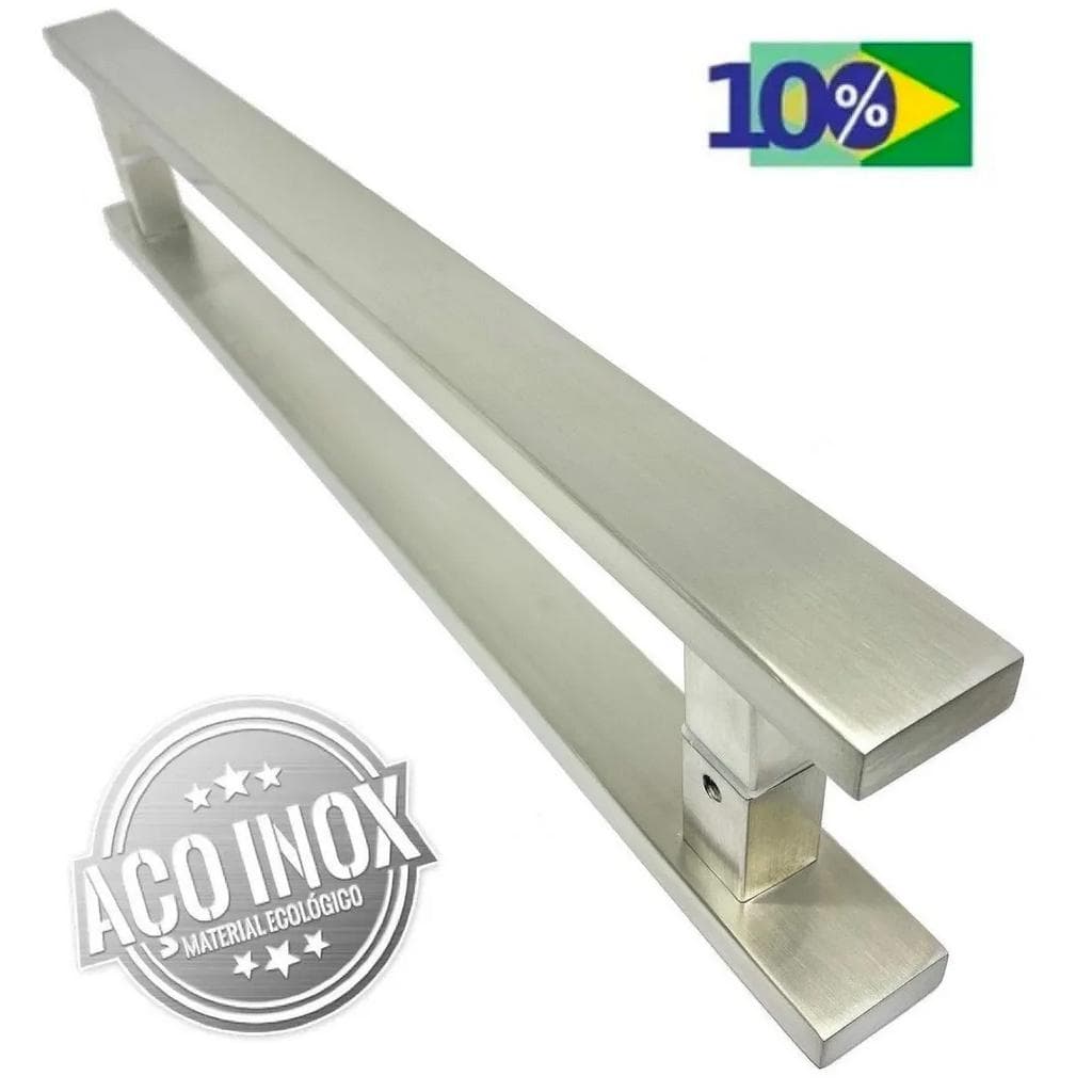 Puxador para porta Pivotante Madeira e Vidro inox Escovado