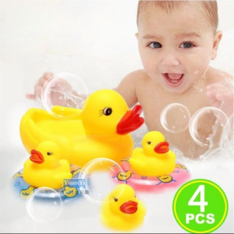 Kit Brinquedo de Plástico Hora Do Banho Pato Patinhos Banheira Saboneteira Com 4pcs