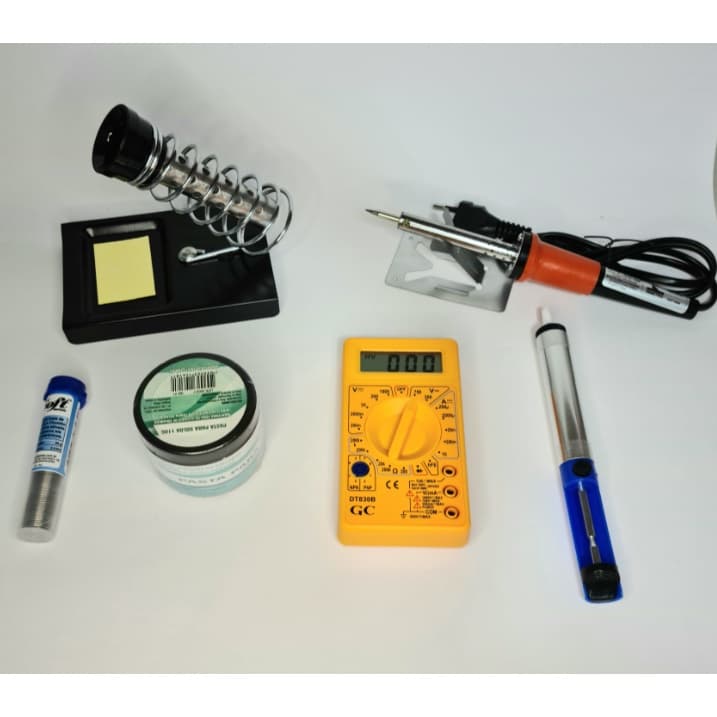 Kit de solda completo Ferro de Solda 30w 220V Suporte Multímetro Digital sugador pasta de solda e estanho