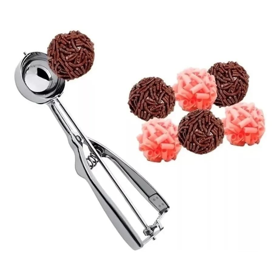 Concha Para Sorvete Ou Docinhos Inox C/ejetor Brigadeiro Pronta Entrega Envio Imediato - Oferta