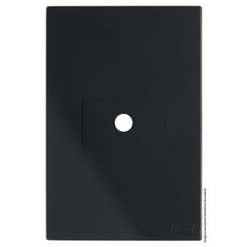Conjunto Placa Furo Preto Fosco Chuveiro Antena Recta Blux