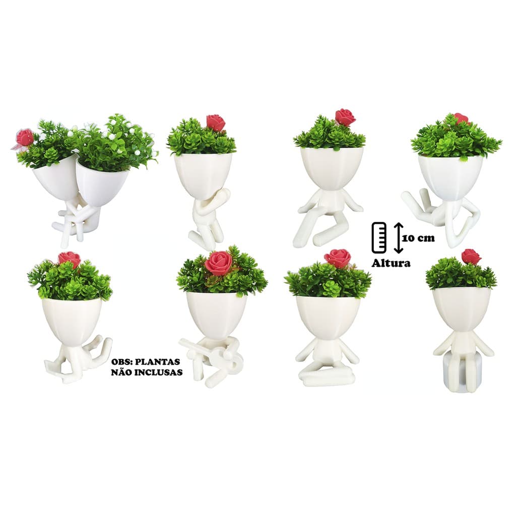 Kit Vasinhos para 9 suculentas Bob Plant - Opção Criativa de Decoração