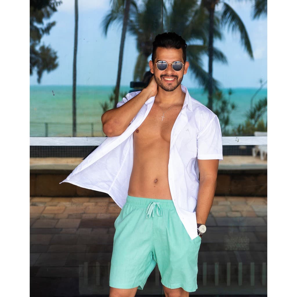 Bermuda masculina cores diversas, Short Masculino de linho