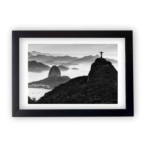Quadro Decorativo Preto E Branco Rio De Janeiro Rj C Moldura