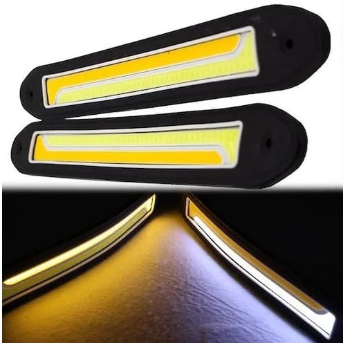 2 Barra Led Cob Flexível Drl 2x1 Super Branca Xenon - Branco