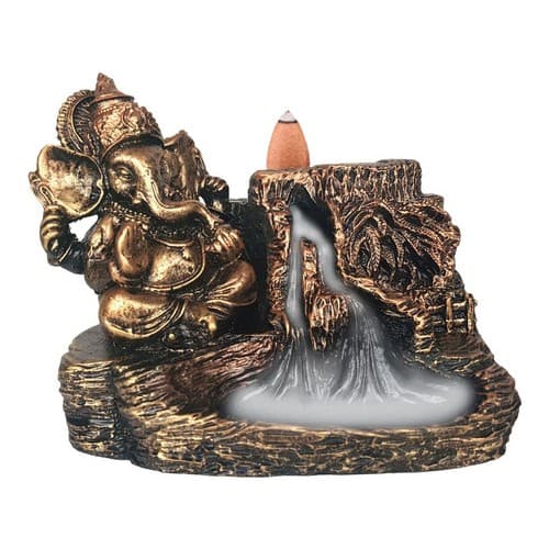 Porta Incenso Deus Ganesha Cascata Cachoeira Backflow Resina