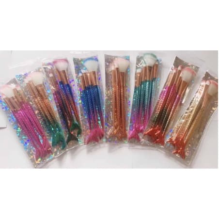 Kit 4 Pincel Sereia de Maquiagem Para Sobra Blush Contorno Pó Sombra pronto entrega