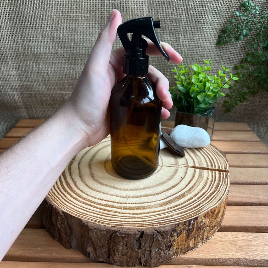 Frasco De Vidro Âmbar 250ml Com Mini Gatilho (5 Unidades)