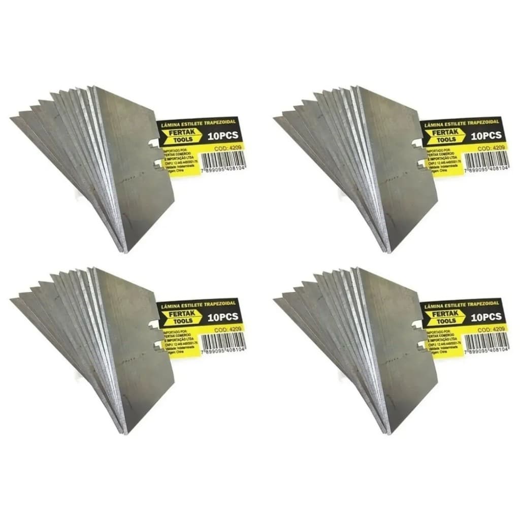 Kit 40 Lâminas Para Estilete Trapezoidal Profissional Fertak