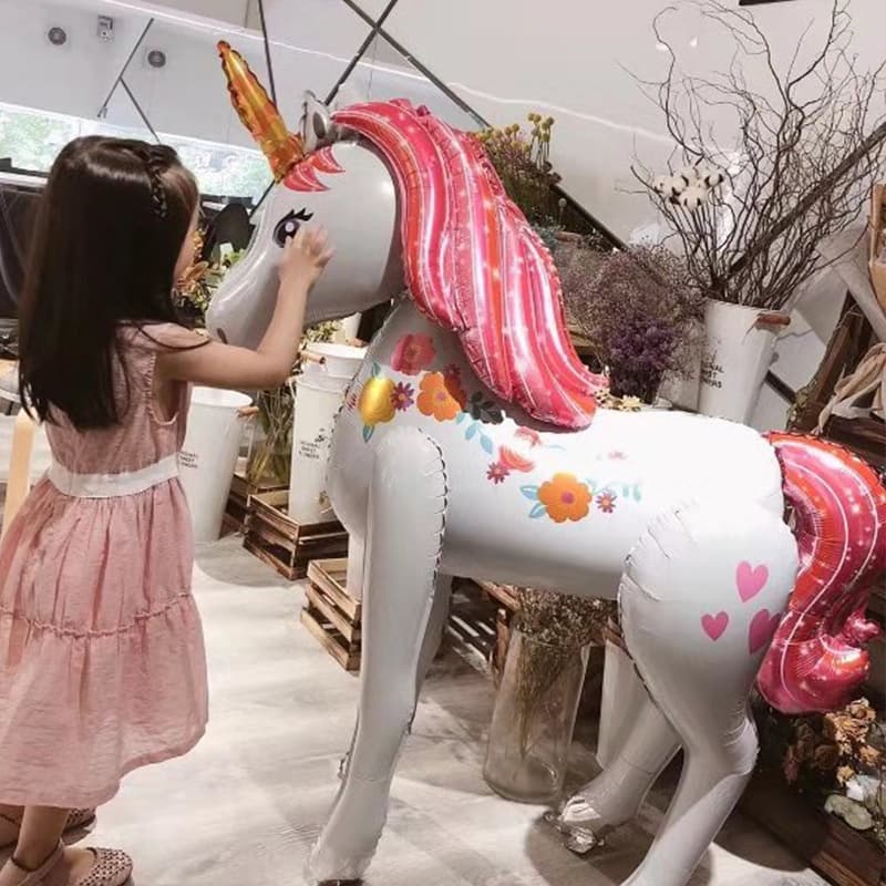 Kumozawa grande ar andando dos desenhos animados unicórnio folha de alumínio balão decorações da festa de aniversário pr
