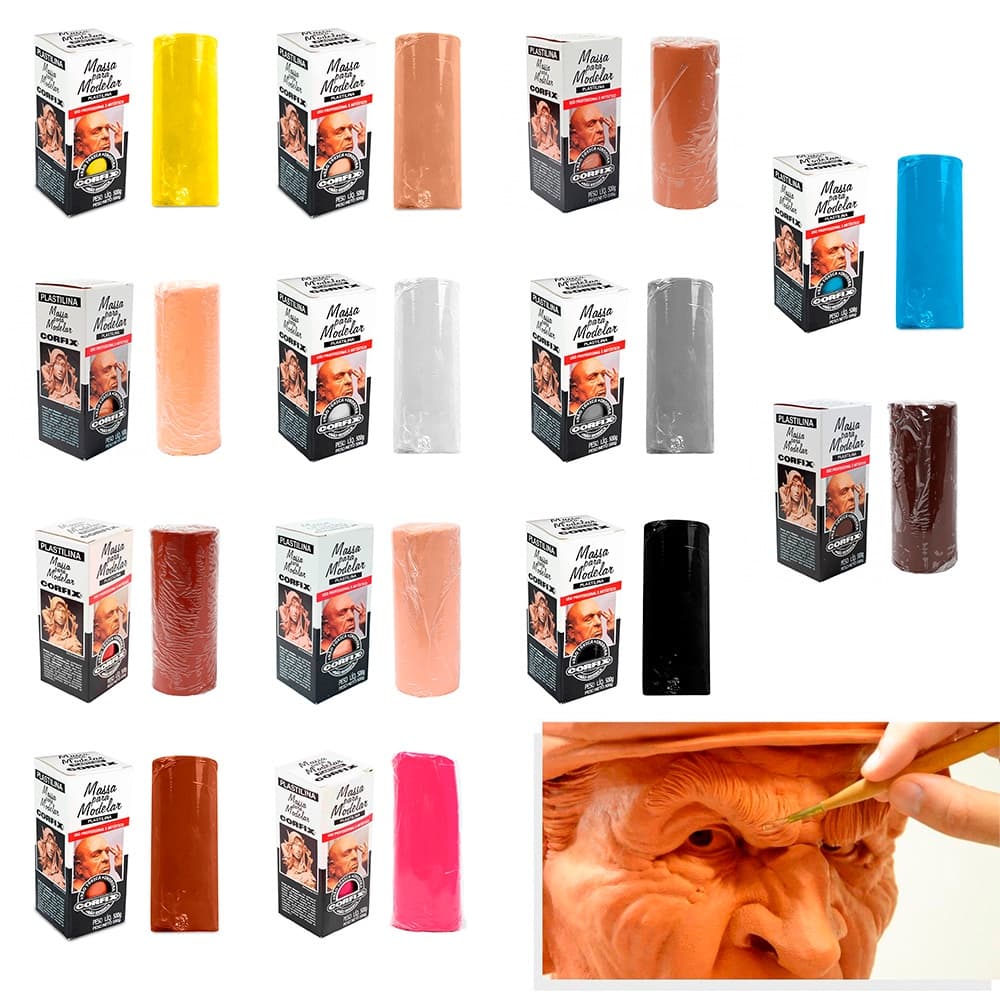 Massa de Modelar Plastilina 500g Corfix - Várias Cores
