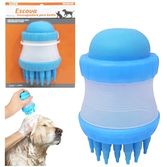 Escova Pente Top Silicone Para Banho De Cachorro E Gatos