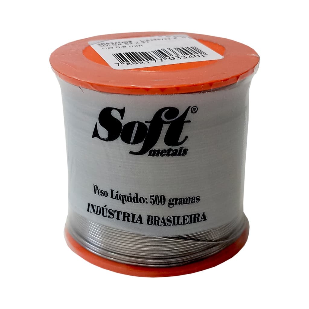 Solda Estanho 0,8mm Laranja C/ Fluxo Rolo 500g - Soft Metais