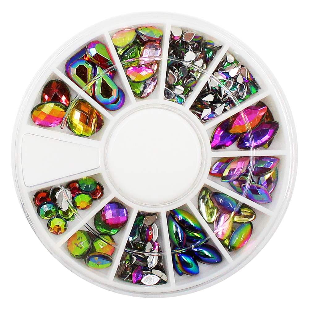 Disco Pedrarias Centrais Arco Iris Decoração de Unhas