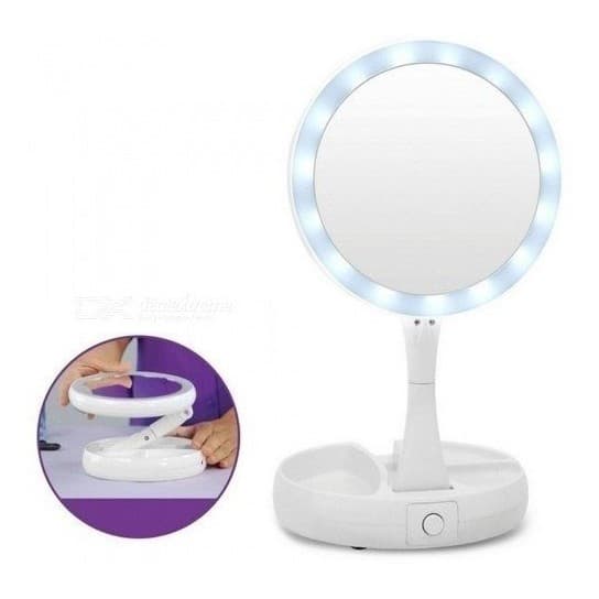 Espelho Camarim Maquiagem C/aumento 10x Luz Led