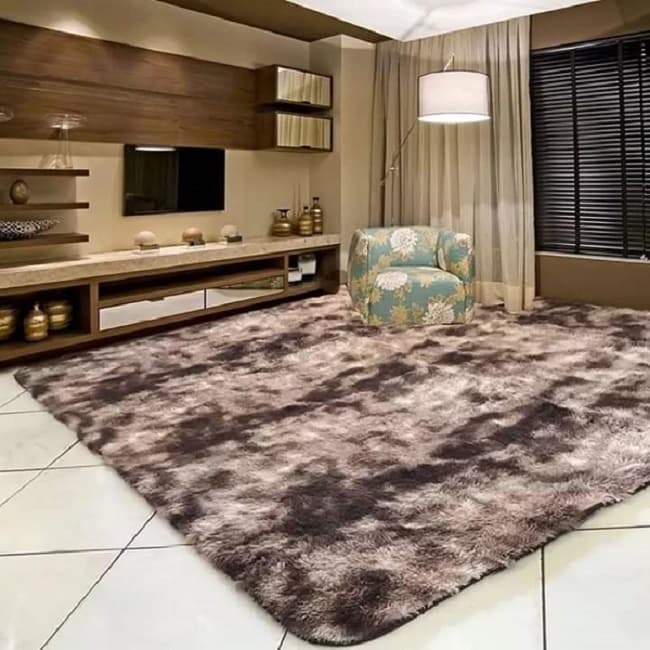 Tapete Grande Decorativo Luxo Peludo Shaggy Para Sala 3,0 X 2,0 M