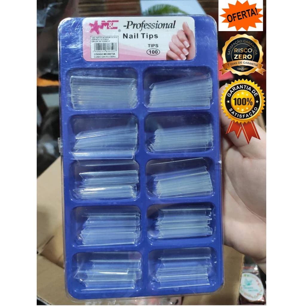 Tips  para alongamento de unhas, Leitosa e transparente Comprida longa Curvatura C