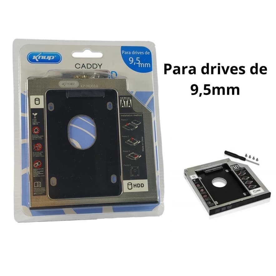 Case Sata para Drives  2.5 de 9.5mm, 12,7mm Caddy Dvd para Segundo HD ou SSD